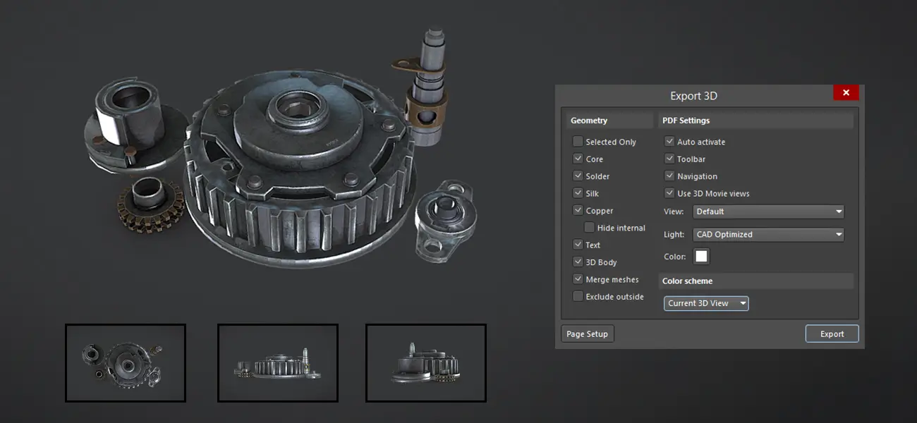 Exporting the outcome of a three-dimensional model