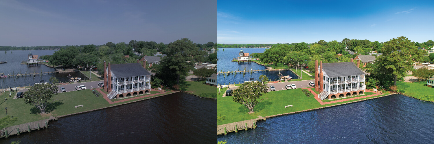 aerial image enhanced with perspective correction